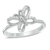 Thumbnail Image 0 of Diamond Accent Tilted Butterfly Midi Ring in Sterling Silver