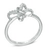 Thumbnail Image 1 of Diamond Accent Tilted Butterfly Midi Ring in Sterling Silver