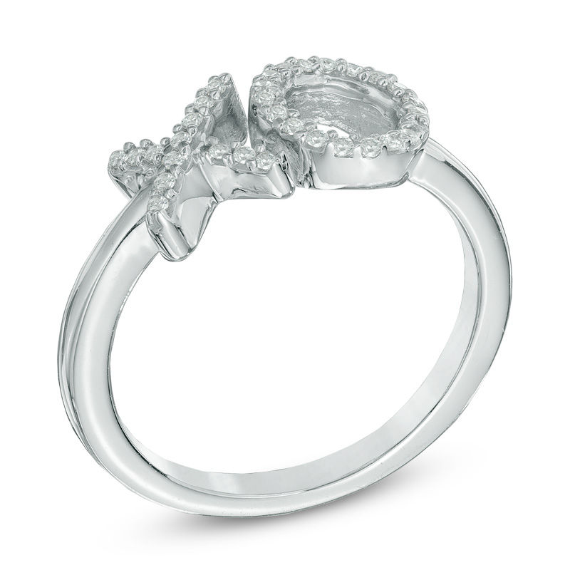 Diamond Accent "XO" Midi Ring Sterling Silver