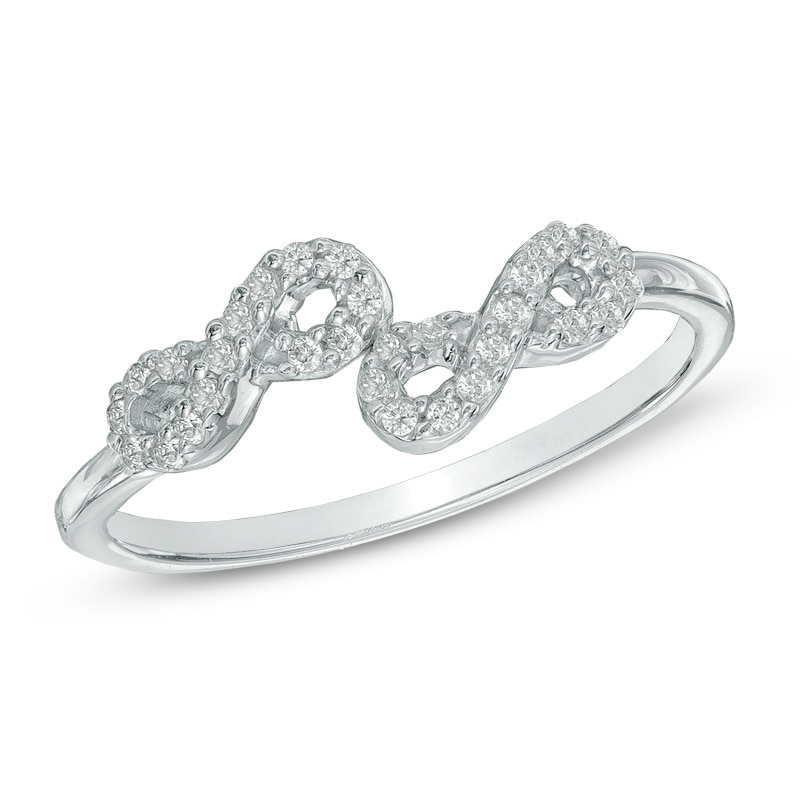 0.10 CT. T.W. Diamond Double Infinity Bypass Midi Ring in Sterling Silver