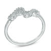 Thumbnail Image 1 of 0.10 CT. T.W. Diamond Double Infinity Bypass Midi Ring in Sterling Silver
