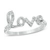 Diamond Accent Cursive "love" Midi Ring in Sterling Silver