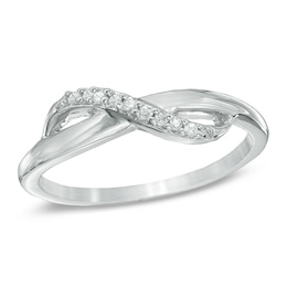 Diamond Accent Infinity Midi Ring in Sterling Silver