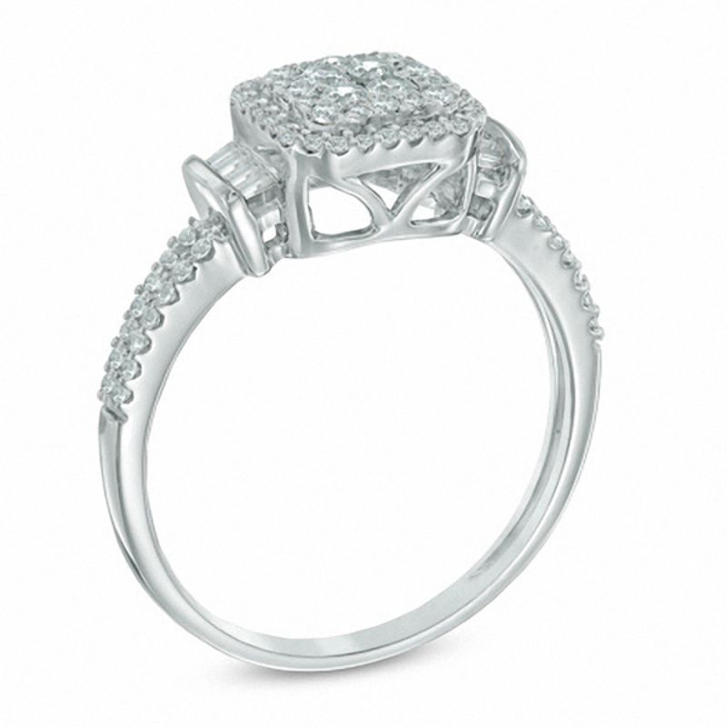 0.50 CT. T.W. Quad Diamond Double Frame Ring 10K White Gold