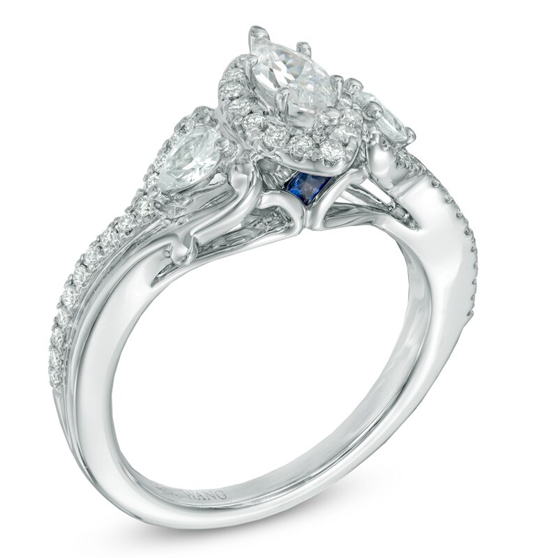 Main Image 2 of Vera Wang Love Collection 0.70 CT. T.W. Marquise Diamond Three Stone Ring in 14K White Gold