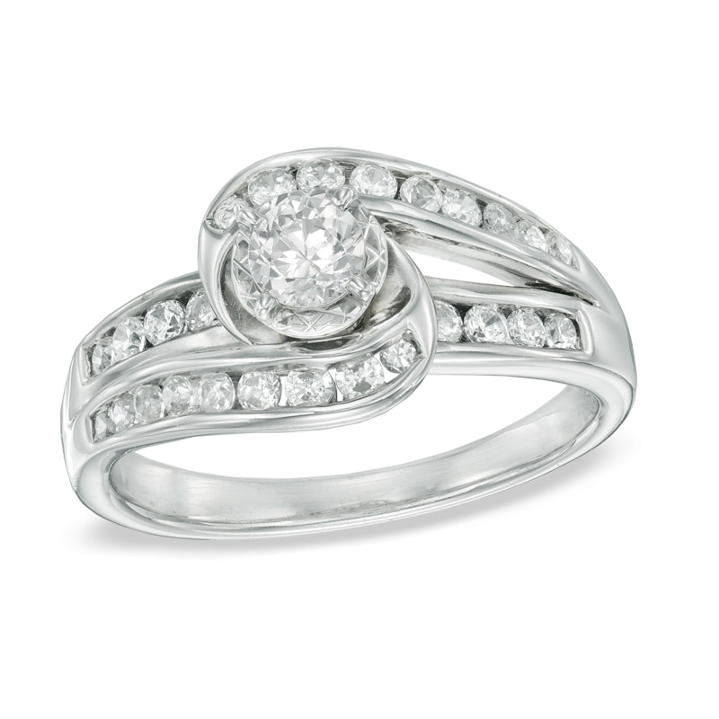Main Image 1 of 0.75 CT. T.W. Diamond Spiral Engagement Ring in 10K White Gold