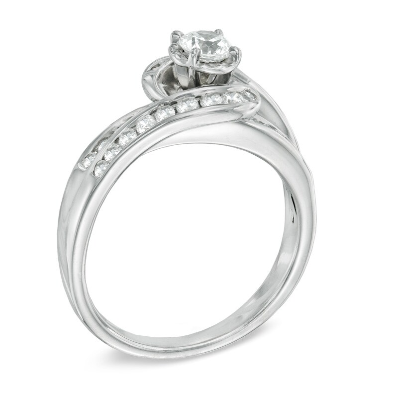 Main Image 2 of 0.75 CT. T.W. Diamond Spiral Engagement Ring in 10K White Gold