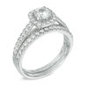 Thumbnail Image 1 of 1.00 CT. T.W. Certified Canadian Diamond Frame Bridal Set in 14K White Gold (I/I1)