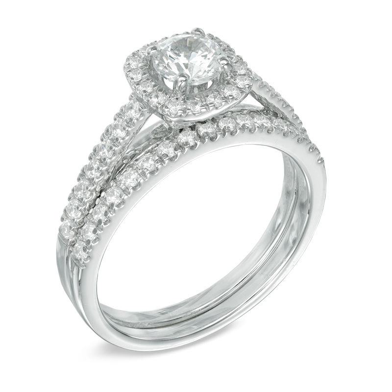 1.00 CT. T.W. Certified Canadian Diamond Frame Bridal Set in 14K White Gold (I/I1)