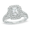 Thumbnail Image 0 of Vera Wang Love Collection 1.97 CT. T.W. Emerald-Cut Diamond Double Frame Ring in 14K White Gold
