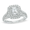 Thumbnail Image 1 of Vera Wang Love Collection 1.97 CT. T.W. Emerald-Cut Diamond Double Frame Ring in 14K White Gold