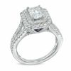 Thumbnail Image 1 of Vera Wang Love Collection 1.97 CT. T.W. Emerald-Cut Diamond Double Frame Ring in 14K White Gold