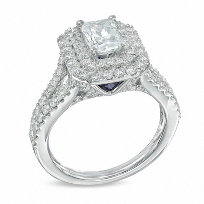 Main Image 2 of Vera Wang Love Collection 1.97 CT. T.W. Emerald-Cut Diamond Double Frame Ring in 14K White Gold