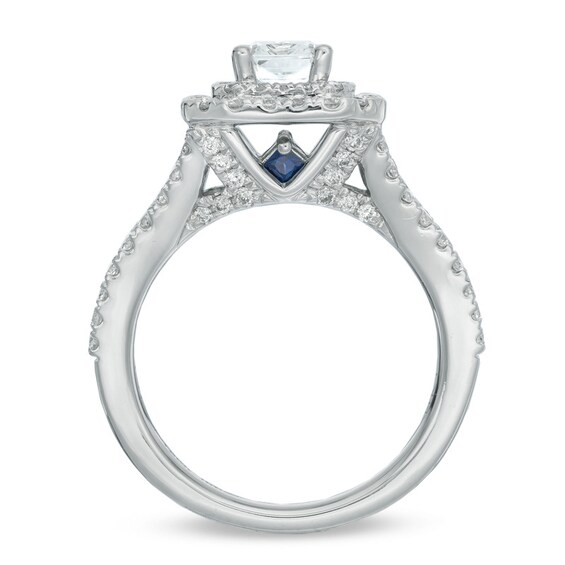 Vera Wang Love Collection 1.97 CT. T.W. Emerald-Cut Diamond Double Frame Ring in 14K White Gold