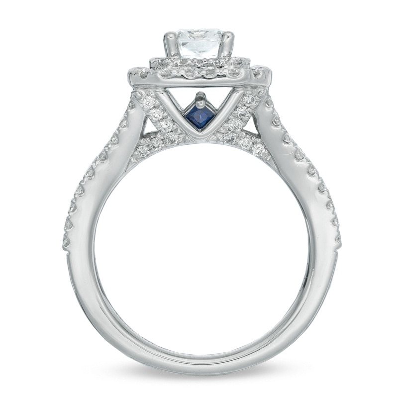 Vera Wang Love Collection 1.97 CT. T.W. Emerald-Cut Diamond Double Frame Ring in 14K White Gold