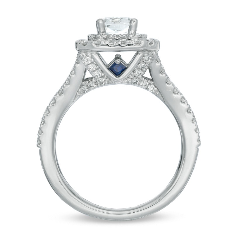 Main Image 3 of Vera Wang Love Collection 1.97 CT. T.W. Emerald-Cut Diamond Double Frame Ring in 14K White Gold