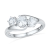 Thumbnail Image 0 of Lab-Created White Sapphire Three Stone Ring in 10K White Gold