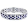 Oval Blue Lab-Created Sapphire and White Lab-Created Sapphire Link Bracelet in Sterling Silver - 7.25"