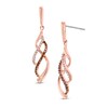 Thumbnail Image 1 of 0.20 CT. T.W. Enhanced Cognac and White Diamond Split Waves Drop Earrings in 10K Rose Gold