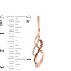 Thumbnail Image 2 of 0.20 CT. T.W. Enhanced Cognac and White Diamond Split Waves Drop Earrings in 10K Rose Gold