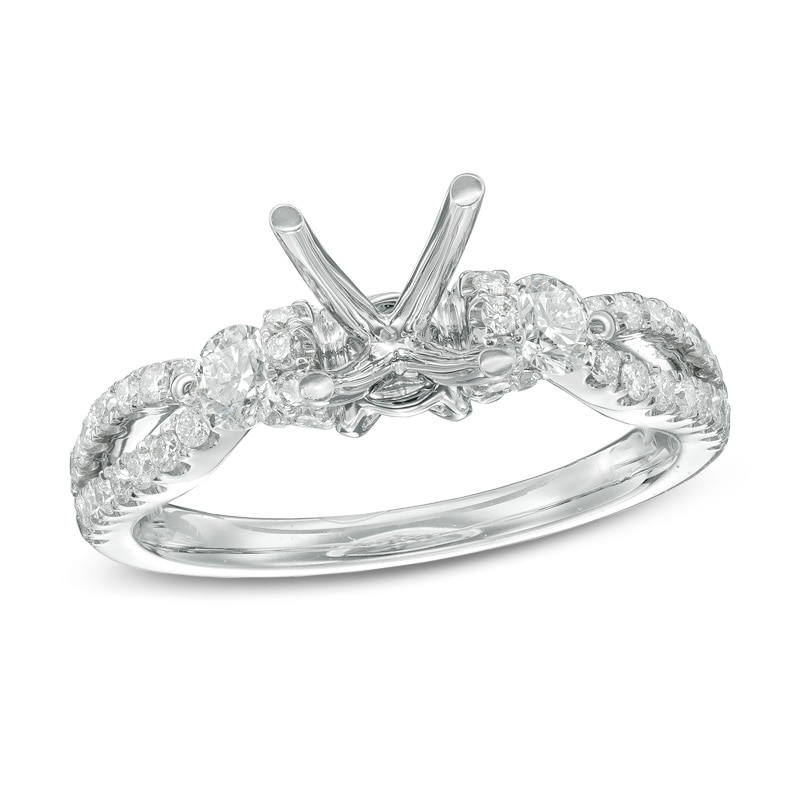 Main Image 1 of 0.58 CT. T.W. Diamond Split Shank Semi-Mount in 14K White Gold