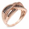 Thumbnail Image 1 of 0.50 CT. T.W. Enhanced Cognac and White Diamond Crossover Ring in 10K Rose Gold