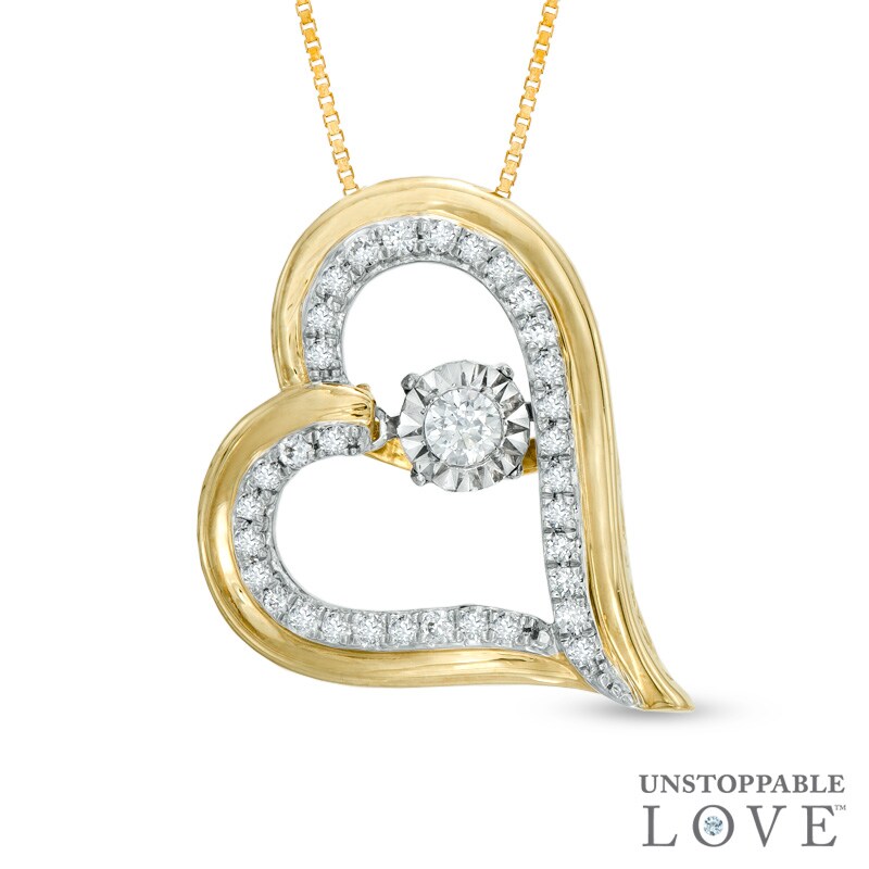 Unstoppable Love™ 0.33 CT. T.W. Diamond Tilted Heart Pendant in 10K Gold