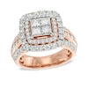 2.00 CT. T.W. Princess-Cut Quad Diamond Double Frame Engagement Ring in 14K Rose Gold