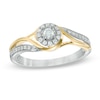 Thumbnail Image 0 of 0.20 CT. T.W. Diamond Frame Swirl Promise Ring in 10K Two-Toned Gold