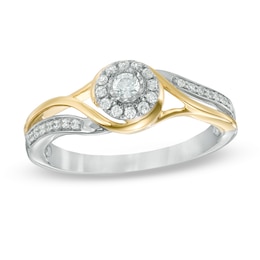 0.20 CT. T.W. Diamond Frame Swirl Promise Ring in 10K Two-Toned Gold