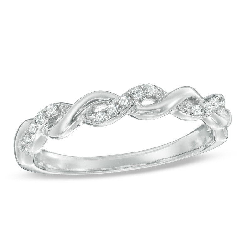 0.12 CT. T.W. Diamond Twisting Anniversary Band in 10K White Gold