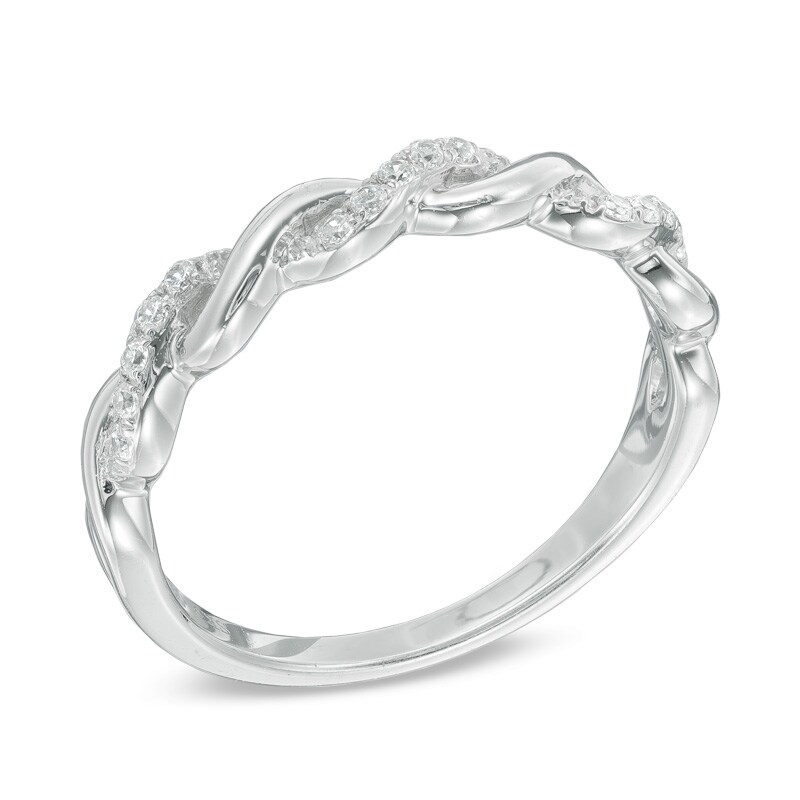 0.12 CT. T.W. Diamond Twisting Anniversary Band in 10K White Gold