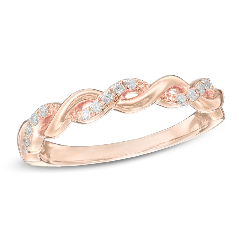 0.12 CT. T.W. Diamond Twisting Anniversary Band in 10K Rose Gold