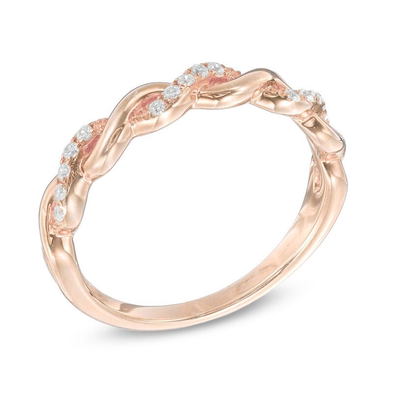 0.12 CT. T.W. Diamond Twisting Anniversary Band in 10K Rose Gold