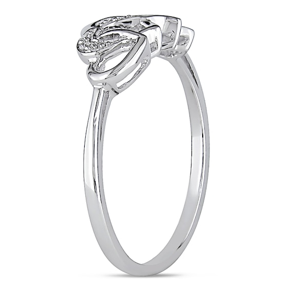 Diamond Accent Interlocking Hearts Ring in 10K White Gold