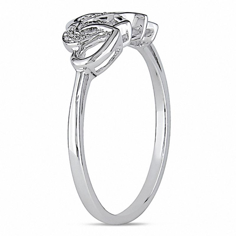 Diamond Accent Interlocking Hearts Ring 10K White Gold