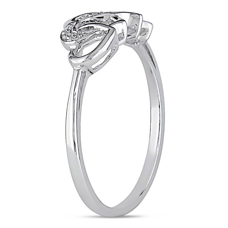 Diamond Accent Interlocking Hearts Ring in 10K White Gold