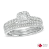 Thumbnail Image 0 of 0.70 CT. T.W. Certified Canadian Princess-Cut Diamond Frame Bridal Set in 14K White Gold (I/I2)