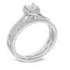 Thumbnail Image 1 of 0.70 CT. T.W. Certified Canadian Princess-Cut Diamond Frame Bridal Set in 14K White Gold (I/I2)