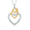 Thumbnail Image 0 of Diamond Accent Motherly Love Double Heart Pendant in Sterling Silver and 14K Gold Plate