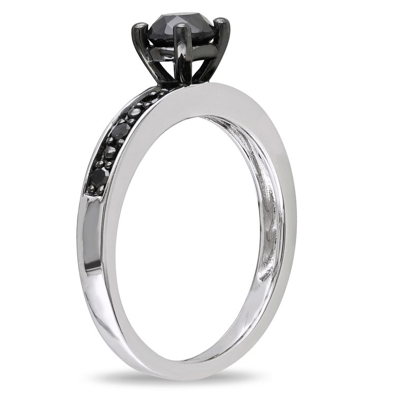 Main Image 2 of 0.85 CT. T.W. Black Diamond Ring in Sterling Silver