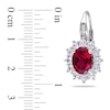 Thumbnail Image 2 of Oval Lab-Created Ruby, White Lab-Created Sapphire and 0.04 CT. T.W. Diamond Frame Drop Earrings in Sterling Silver