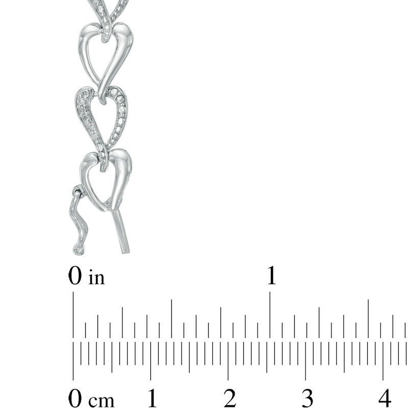 Main Image 2 of 0.05 CT. T.W. Diamond Alternating Link Bracelet in Sterling Silver - 7.25"