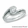 Thumbnail Image 1 of Celebration Canadian Ideal 0.85 CT. T.W. Certified Diamond Swirl Bridal Set in 14K White Gold (I/I1)