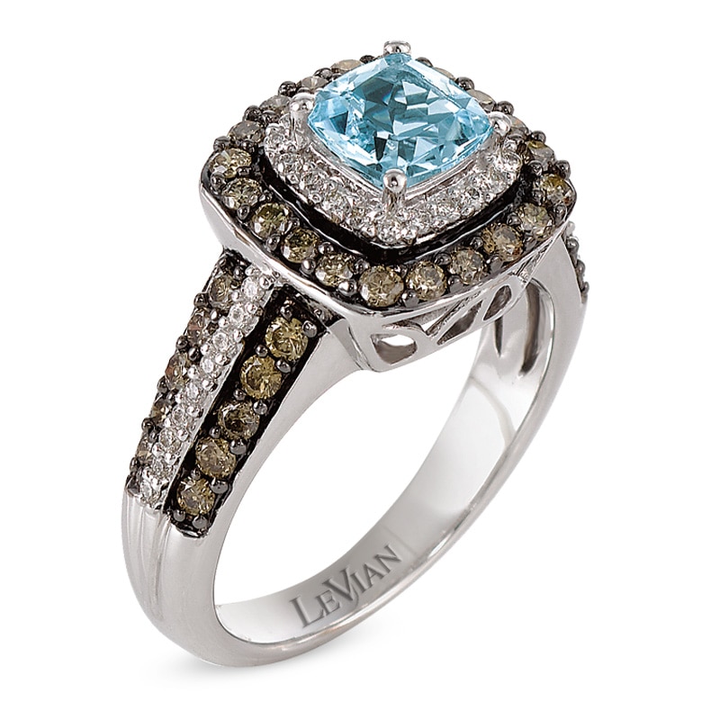 Le Vian® Sea Blue Aquamarine™ and 0.76 CT. T.W. Diamond Ring in 14K Vanilla Gold™