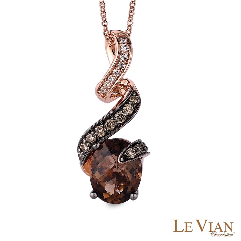 Le Vian® Chocolate Quartz™ and 0.26 CT. T.W. Diamond Pendant in 14K Strawberry Gold™|Peoples Jewellers