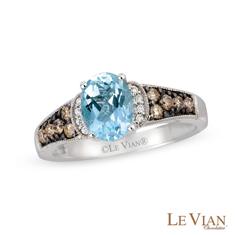 Le Vian® Sea Blue Aquamarine™ and 0.28 CT. T.W. Diamond Ring in 14K Vanilla Gold™