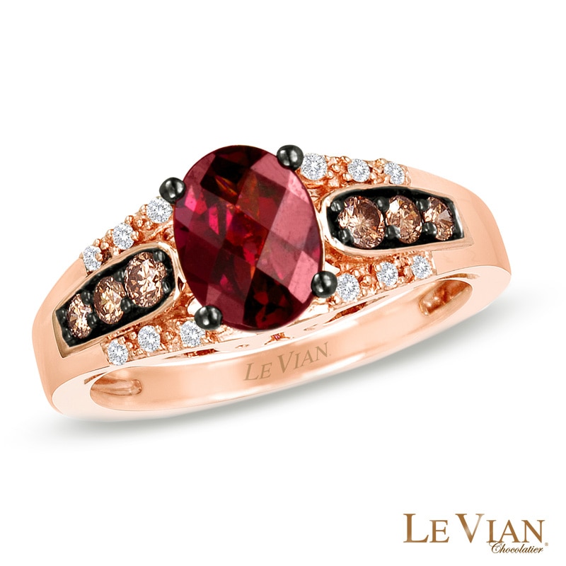 Le Vian® Raspberry Rhodolite™ and 0.28 CT. T.W. Diamond Ring in 14K Strawberry Gold™