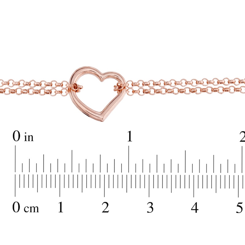 Main Image 2 of Double Chain Heart Anklet in 14K Rose Gold - 10"