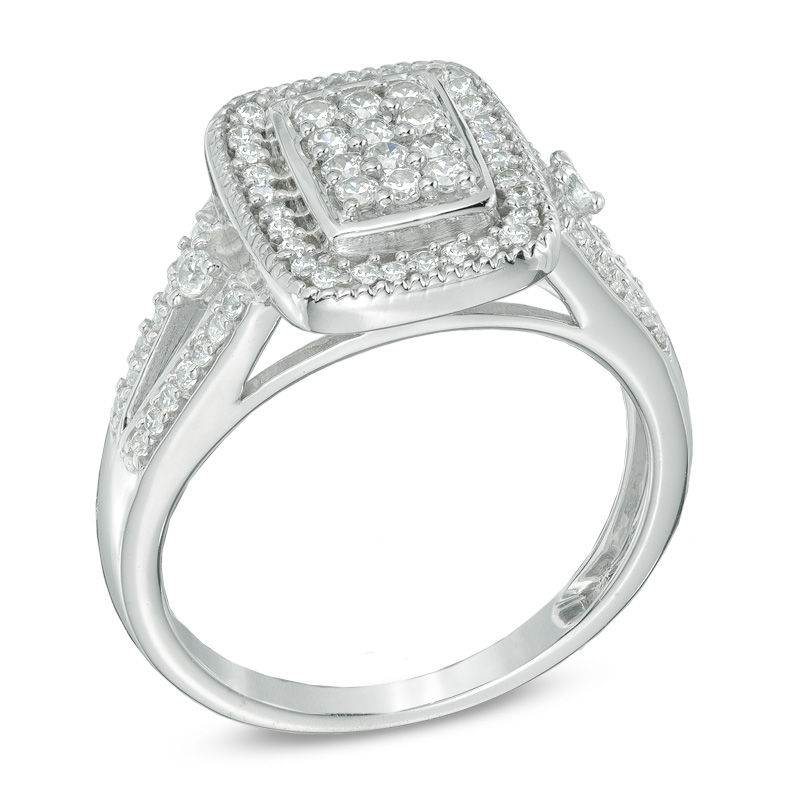 0.50 CT. T.W. Composite Diamond Rectangular Frame Ring 10K White Gold